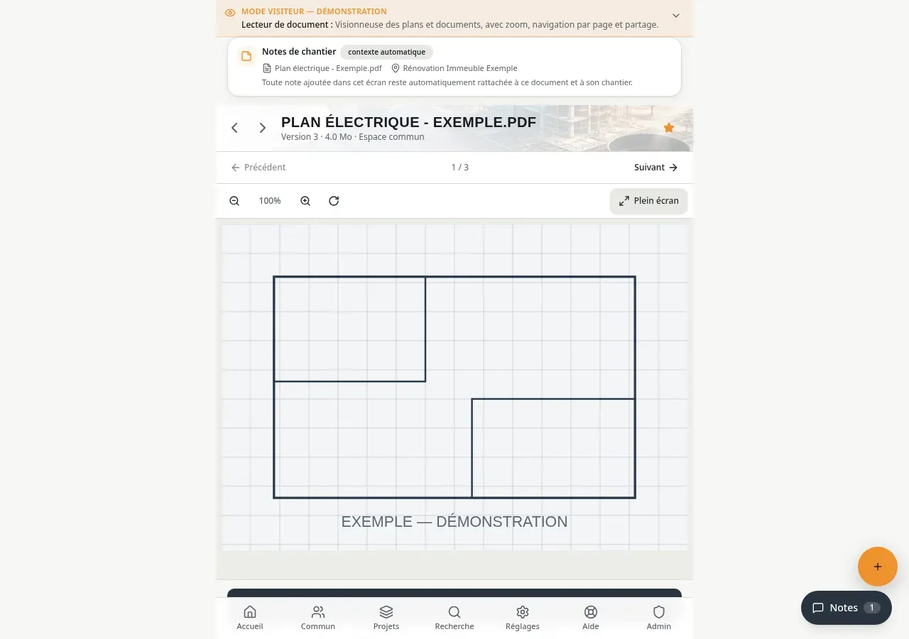 Un plan ouvert dans Plan & Build, sur ordinateur