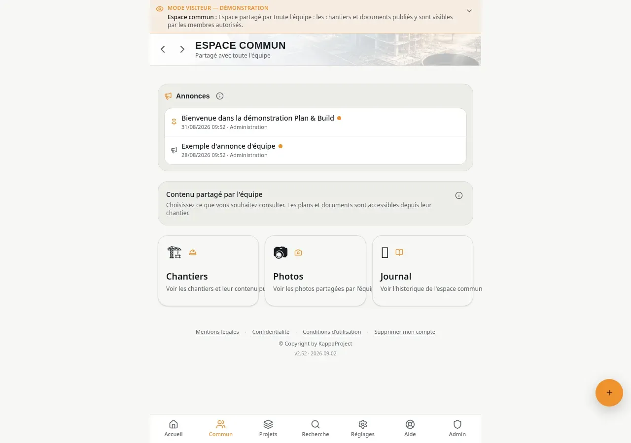 L'espace commun de l'équipe